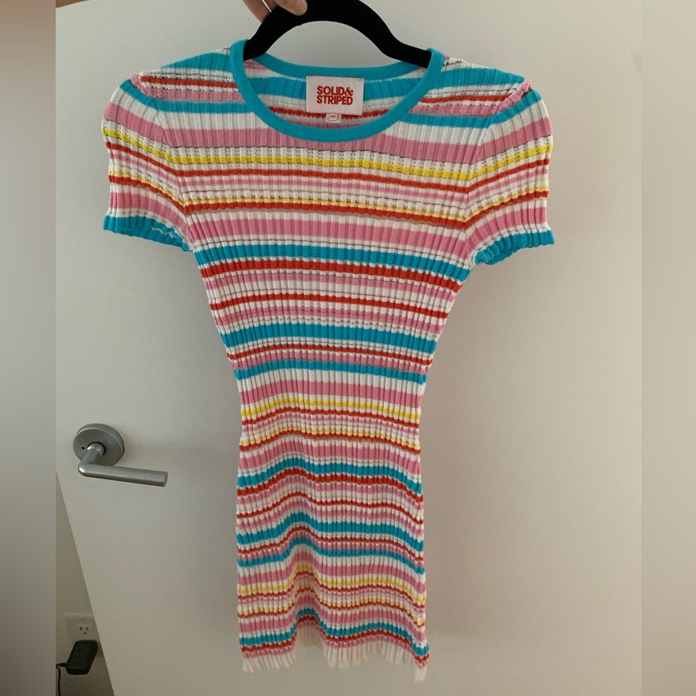 Solid & Striped Knit Multi Color Striped Mini Dress